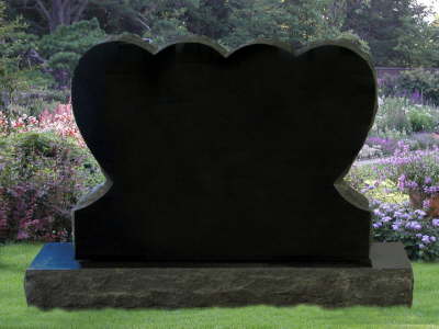 Double heart shaped granite monument
