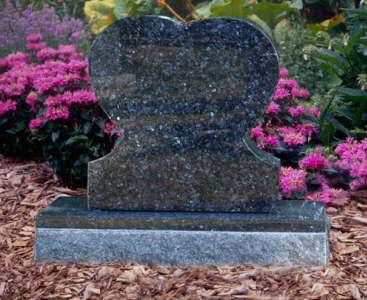 Single heart shaped granite monument