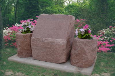 Natural granite boulder with a polished lettering panel